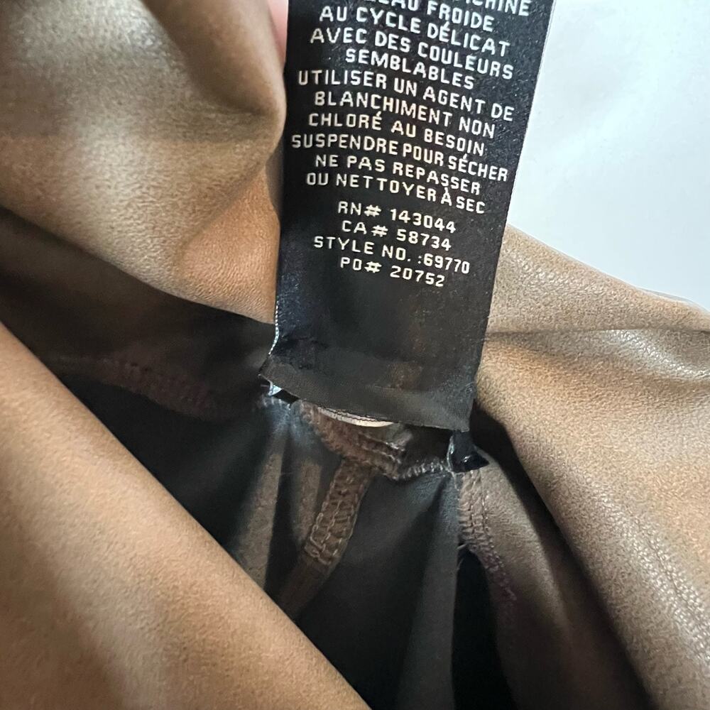 NWT 7 For All Mankind Tan Faux Leather Moto Pants Size Large - Picture 8 of 8